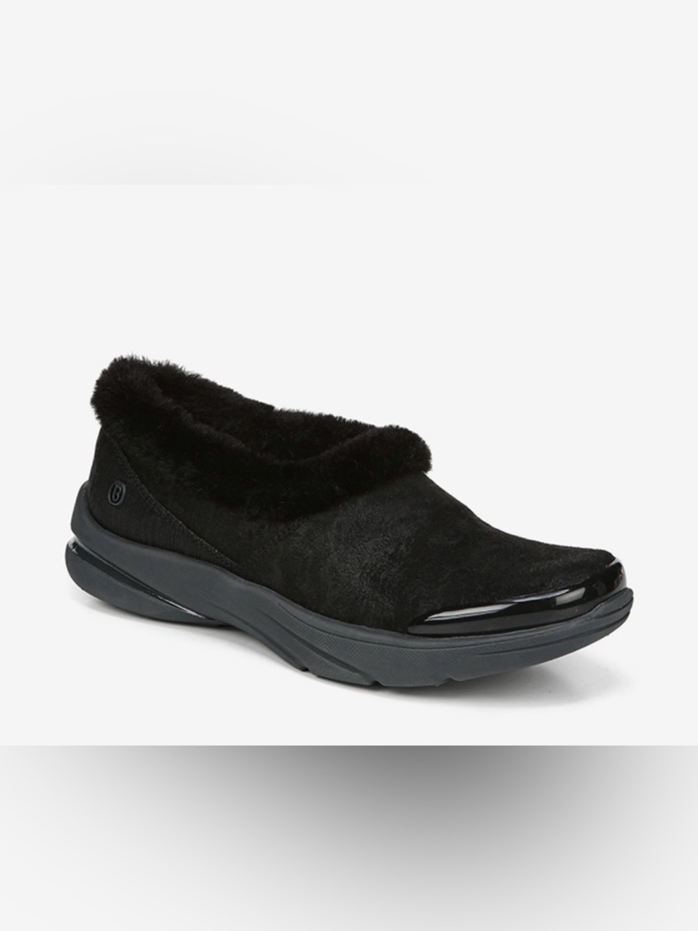 Bzees comfortable minimalist Women’s Black Faux-Fur Slip-On Clog